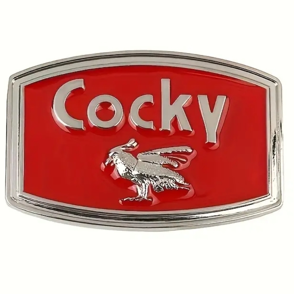 Cocky Red Enamel Western Belt Buckle Silver Tone Rooster Cowboy Rodeo